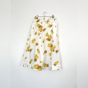 Yellow print midi skirt | size 2